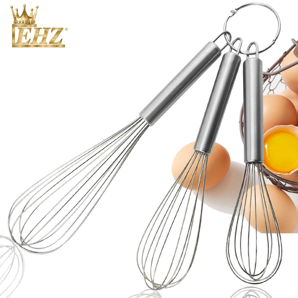 EHZ Egg Whisking 3 PCS Set Stainless Steel Bold Manual Whisk Frother Butter Salad Blender Home Kitchen Chef Baking Tools | Дом и сад