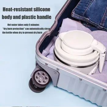 

0.75L Electric Kettle Silicone Foldable Portable Travel Coffee Boiler Adjustable Appliances Electric Water Camping Home Vol C4B1