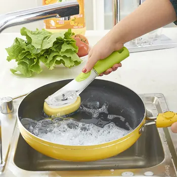 

Creative Kitchen Supplies Automatically Add Detergent Detergent Dishwashing Brush With Sponge Cleaning Tablets Hand Pot Brush