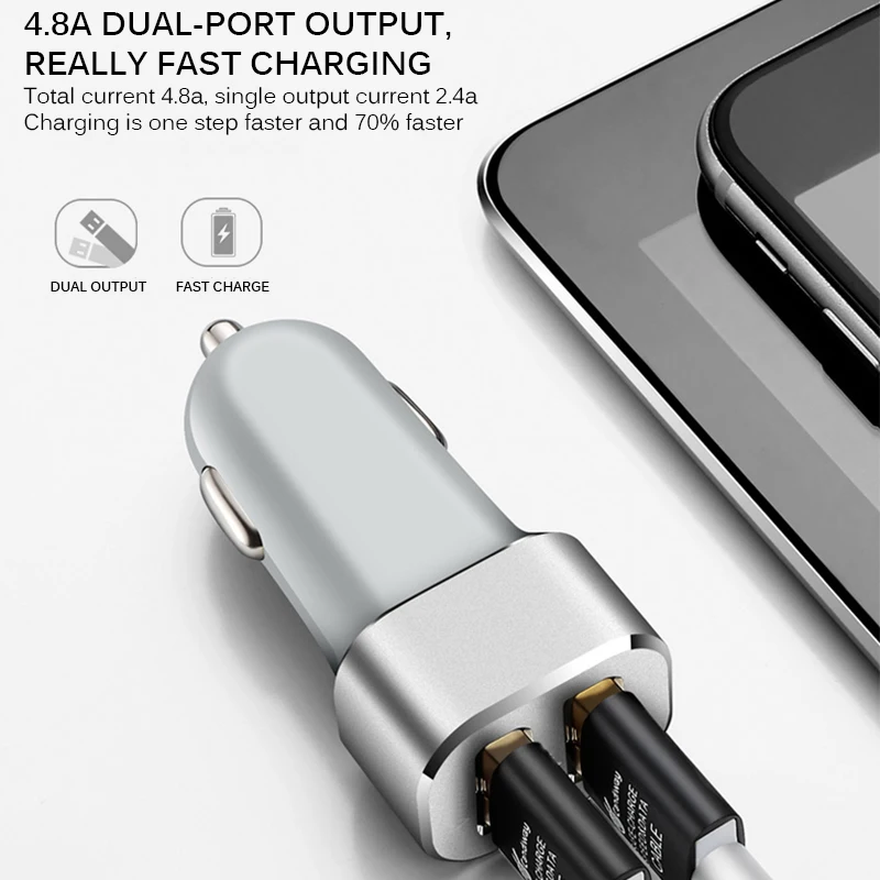 Car Cigarette Lighter Adapter For Fireproof 24V 4.8A Phone Charging Power Socket USB Auto Charger |