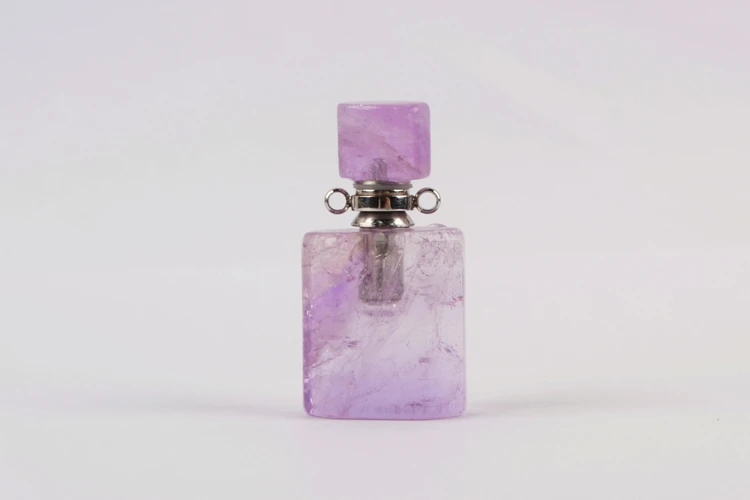 BOROSA Stone Perfume Bottle Pendant 3Pcs Amethysts Rose Quartzs Gems Essential Oil Bottle Connector for Necklace Wholesale Gift - Окраска металла: 3Pcs Silver Amethyst