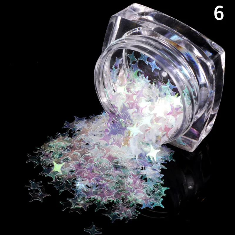

DIY Nail Sequins Cross Mark Laser Transparent Metallic Sequins Nail Patches Handicraft Colored Stars Nail Decoration