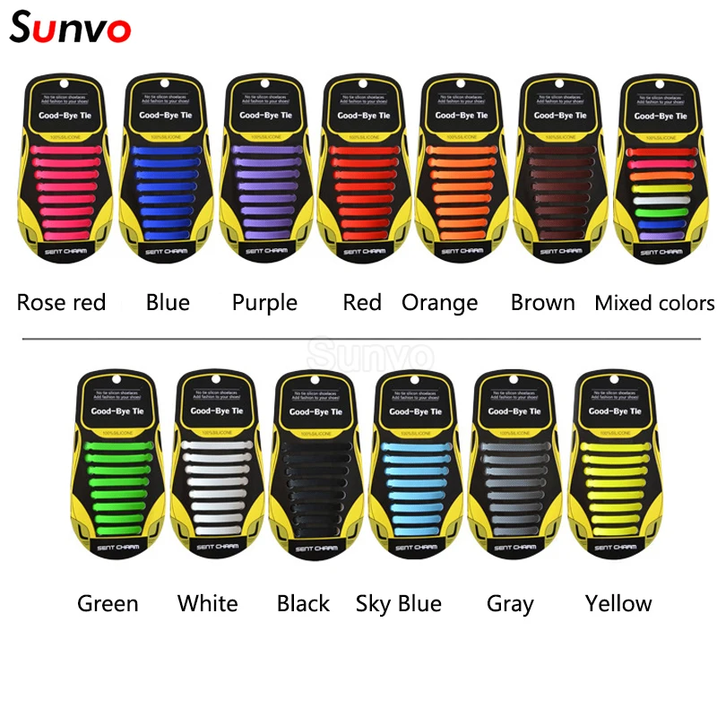

Sunvo Elastic Silicone Shoelaces No Need To Tie Off White shoes Laces Women Men Sneakers Lazy Rubber Lace Shoelace Accessories
