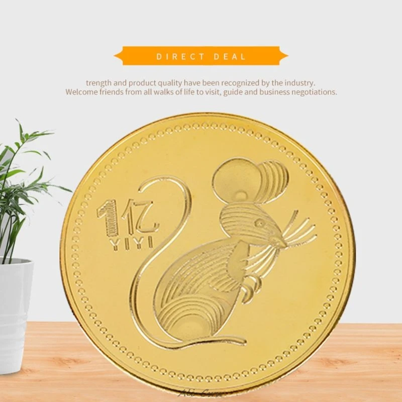 

Year of the Rat Commemorative Coin Chinese Zodiac Souvenir Challenge Collectible Coins Collection Art Craft