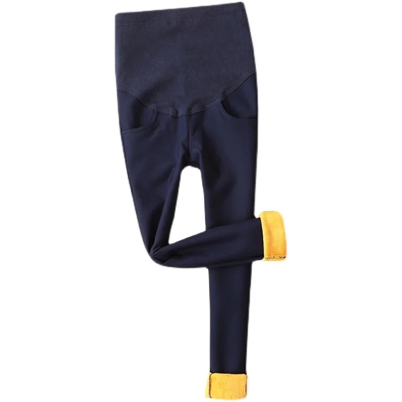 Winter Velvet Pencil Pants Elastic Belly Protection Maternity Trousers For Pregnant Women Warm Clothes Thickening Pregnancy Pant
