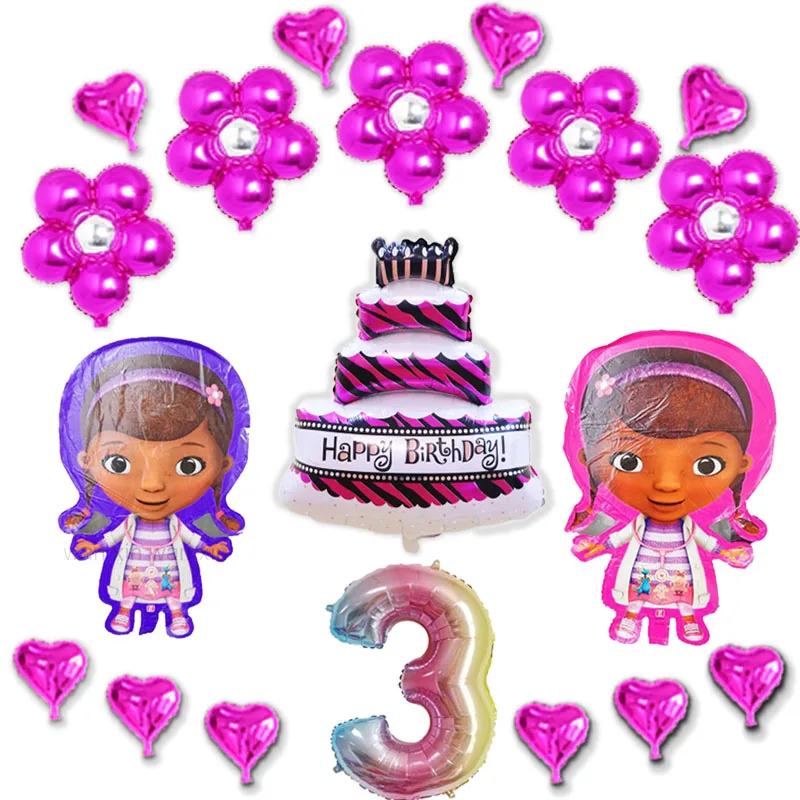 Doc McStuffins фольгированный шар и большое количество торта цветы модели баллон для клиника принцесса день рождения шар украшения