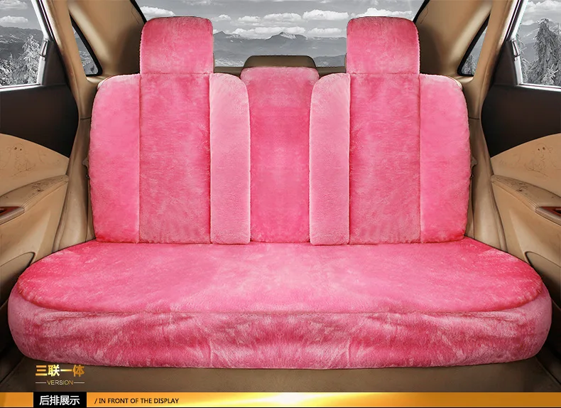 1 комплект, короткие плюшевые женские розовые автомобильные чехлы для сидений, универсальные чехлы для сидений