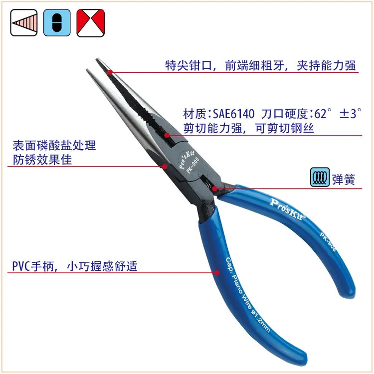 Taiwan Po Workers 8PK-906-C хромированная ванадиевая сталь сильные «кусачки плоскогубцы(140