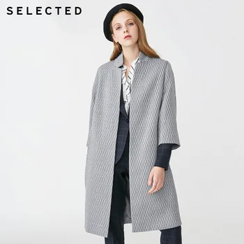 

SELECTED Women Loose Fit Mid-length Herringbone Overcoat Coat| 419127507