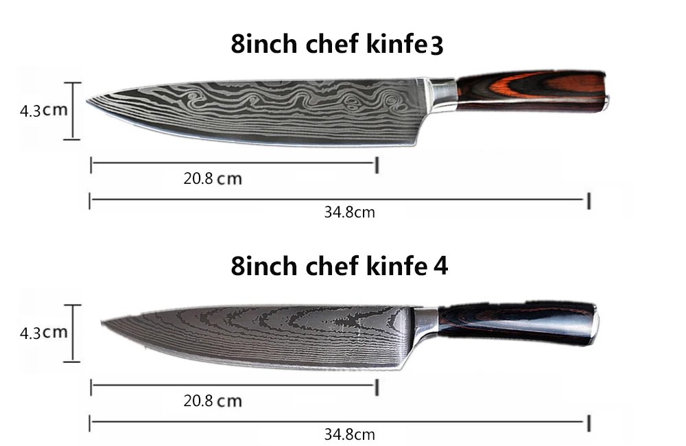 Anpro 8 дюймов японские кухонные ножи лазерный дамасский нож шеф-повара острый Santoku Кливер нож для нарезки нож инструмент