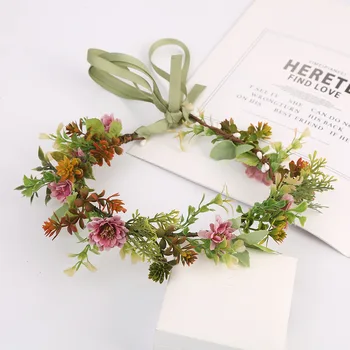 

Retro Autumn Wreath Corolla European and American Bride Wedding Wreath Daisy Photo Shoot Hair Band Artificial Wreath