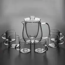Uniho 5 шт., набор прозрачных стеклянных чайников, китайский кунг-фу, наборы чайников, термостойкий чайник, Кофеварка, удобный набор чайников