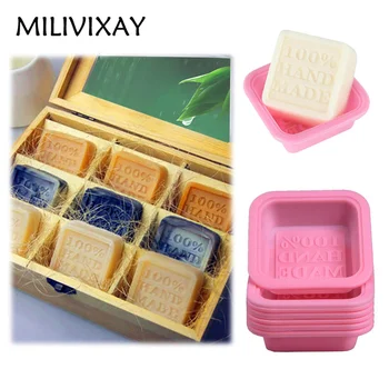 

MILIVIXAY 5Pcs 100% Handmade Curved Craft Soap Making Forms Square Shaped Silicone DIY Soap Mold