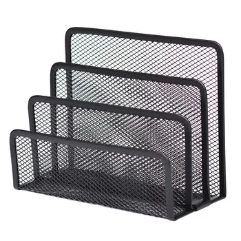 

Supplies Three Layer File Organizer Desktop Magazine Letter Holder School Rack Metal Mesh Office Organizer Bookshelf Storage