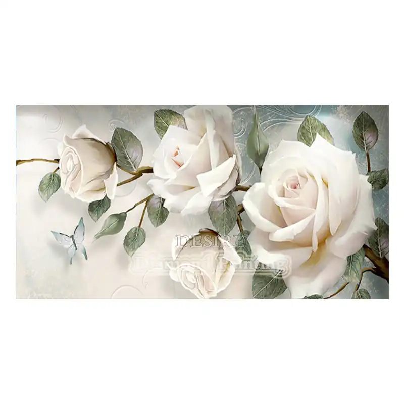 Eashru White Rose Flower Large Diamond Painting Cross Stitch Full Square Drill Diamond Embroidery Needlework Home Decor Pt3936 Diamond Painting Cross Stitch Aliexpress