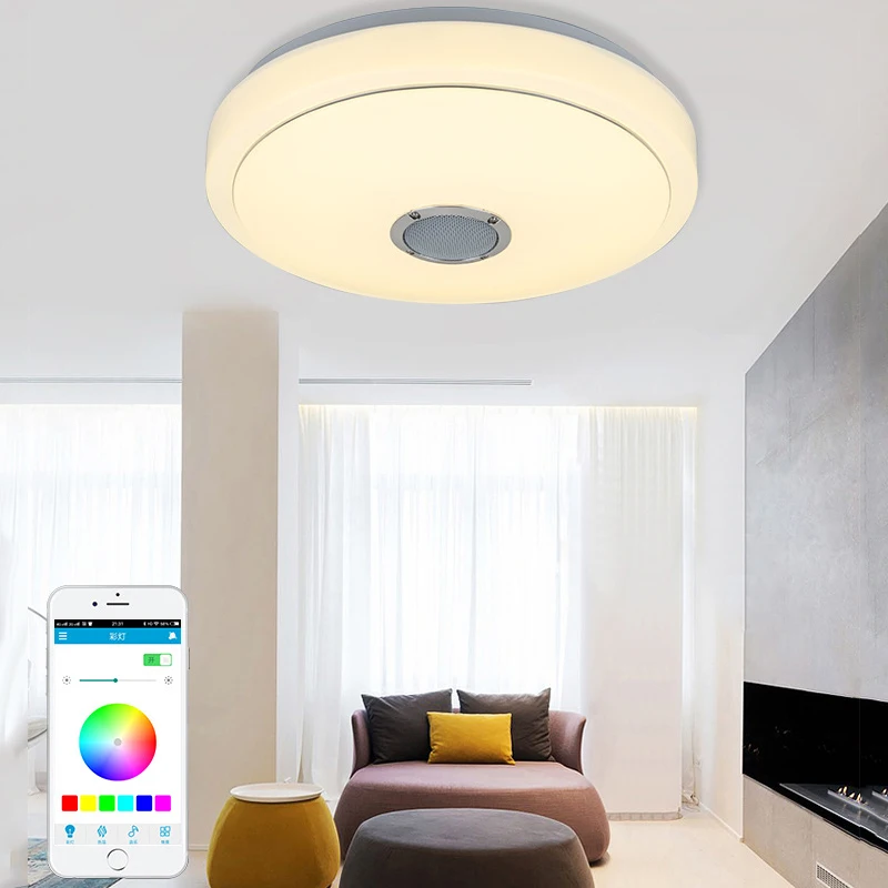 Музыка Светодиодный потолочный светильник RGB APP Control 30 Вт 48 современный Bluetooth