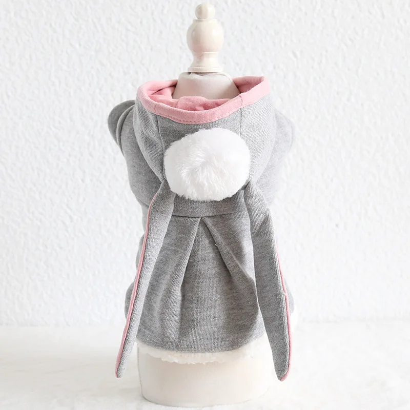Cute Rabbit Ears Dog Pet Cat Jacket Coat Winter Warm Small Dog Puppy Chihuahua Clothes Dog Hoodie Vest Clothing For Pet