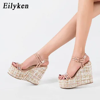 

Eilyken Summer Platform Sandals Women Fashion Transparent PVC Open Toe Female Shoes Ankle T-Strap Wedges High Heels Size 36-43