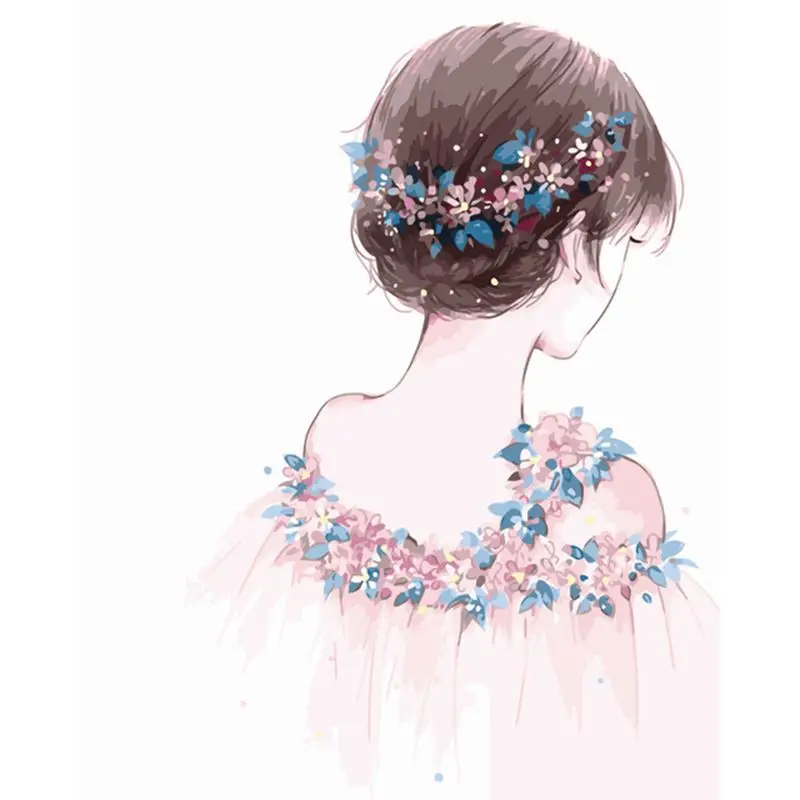 

Flower banquet girl series DIY oil painting by numbers Hand Painted On Canvas Unique Acrylic pictures For Home Decor Art framed