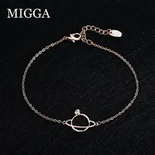MIGGA Уникальный Дизайн Планета браслет Сатурн цепочка Ювелирные изделия розовое золото цвет браслет с фианитами для женщин