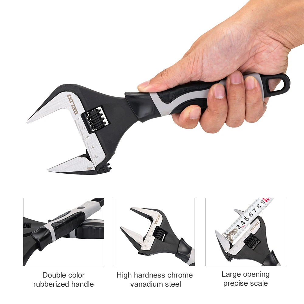 mini hand planer DELIXI Adjustable Wrench Universal Spanner CR-V Steel Mechanical Workshop Hand Repair Tools Car Bicycle Wrench Bathroom For Home to plane wood