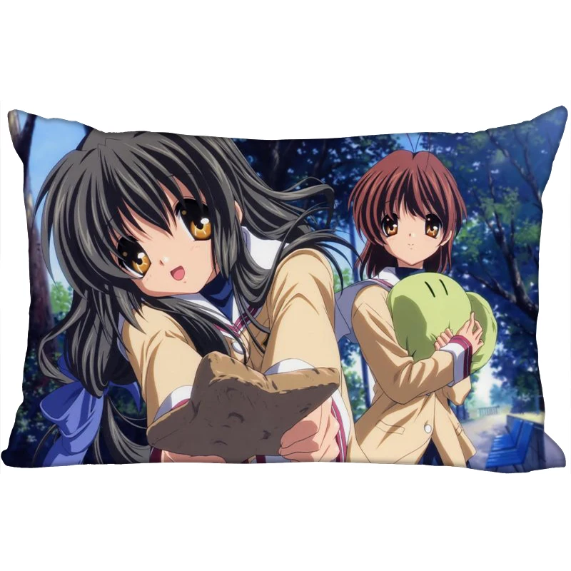 Горячая CLANNAD печатных атласные Наволочки две стороны Стандартный шелк мягкий прямоугольник на молнии наволочка больше размер Пользовательский логотип - Цвет: 3