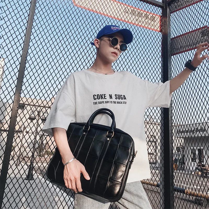 

Checked business handbags retro handbags men's casual bags fashion computer briefcase