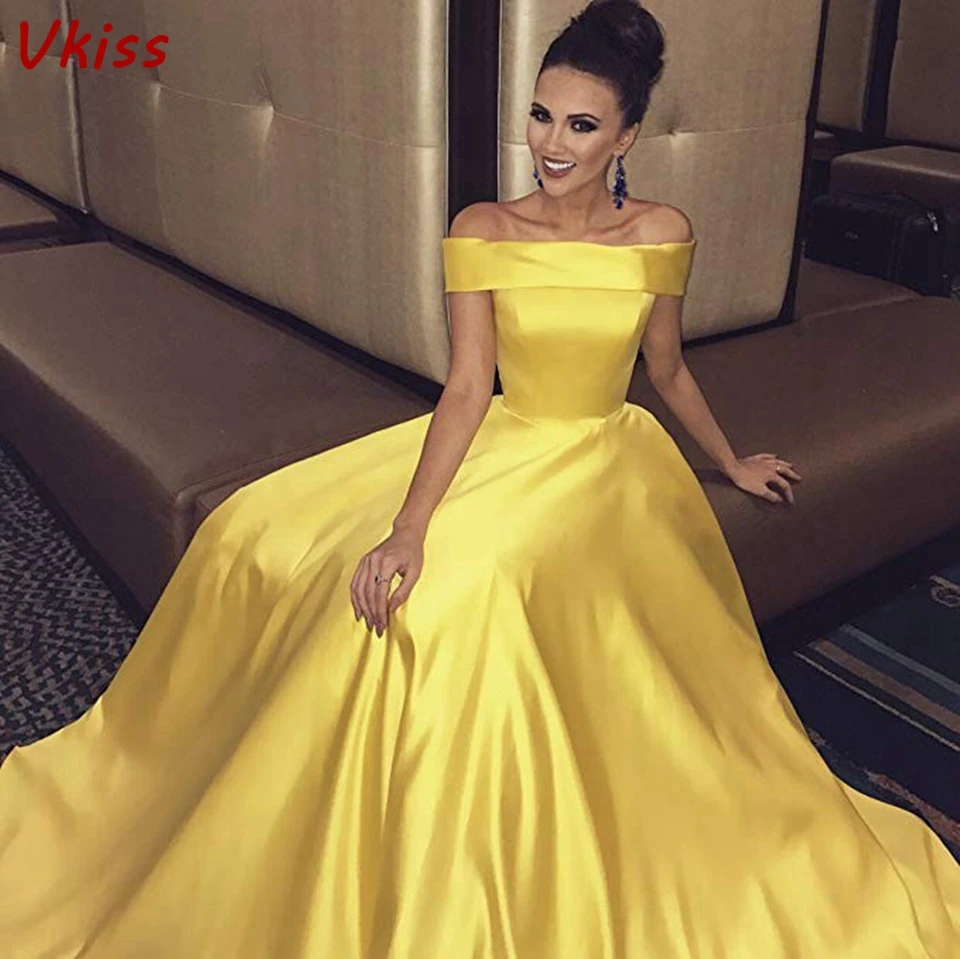 Off Shoulder Satin Teal Evening Dresses 