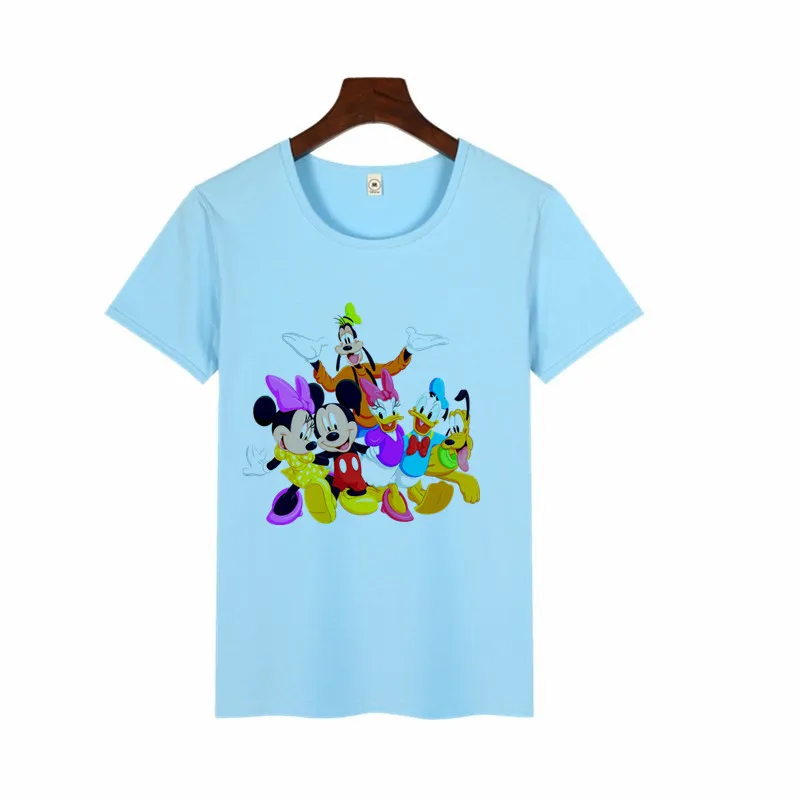 Семейная Футболка с принтом «мышь Дональд»; Семейные комплекты; платье для дня рождения с принтом «мышь Дональд»; рубашка; одежда «Мама и я»; футболка с уткой «Дональд» - Цвет: P27-sky blue