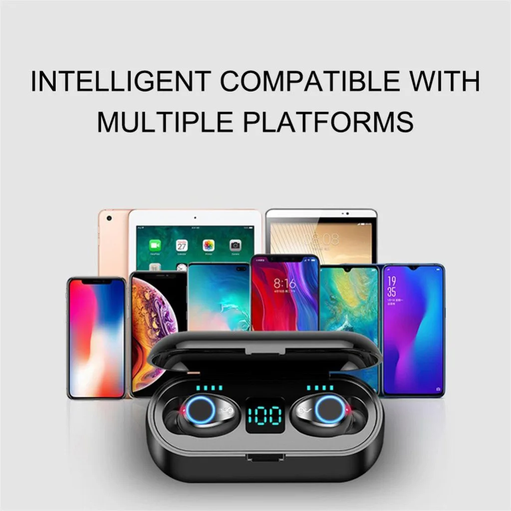 CARPRIE TWS Bluetooth 5.0 Earphone Wireless Headphones Power Display Sport Stereo Cordless Earbuds Headset with Charging Box
