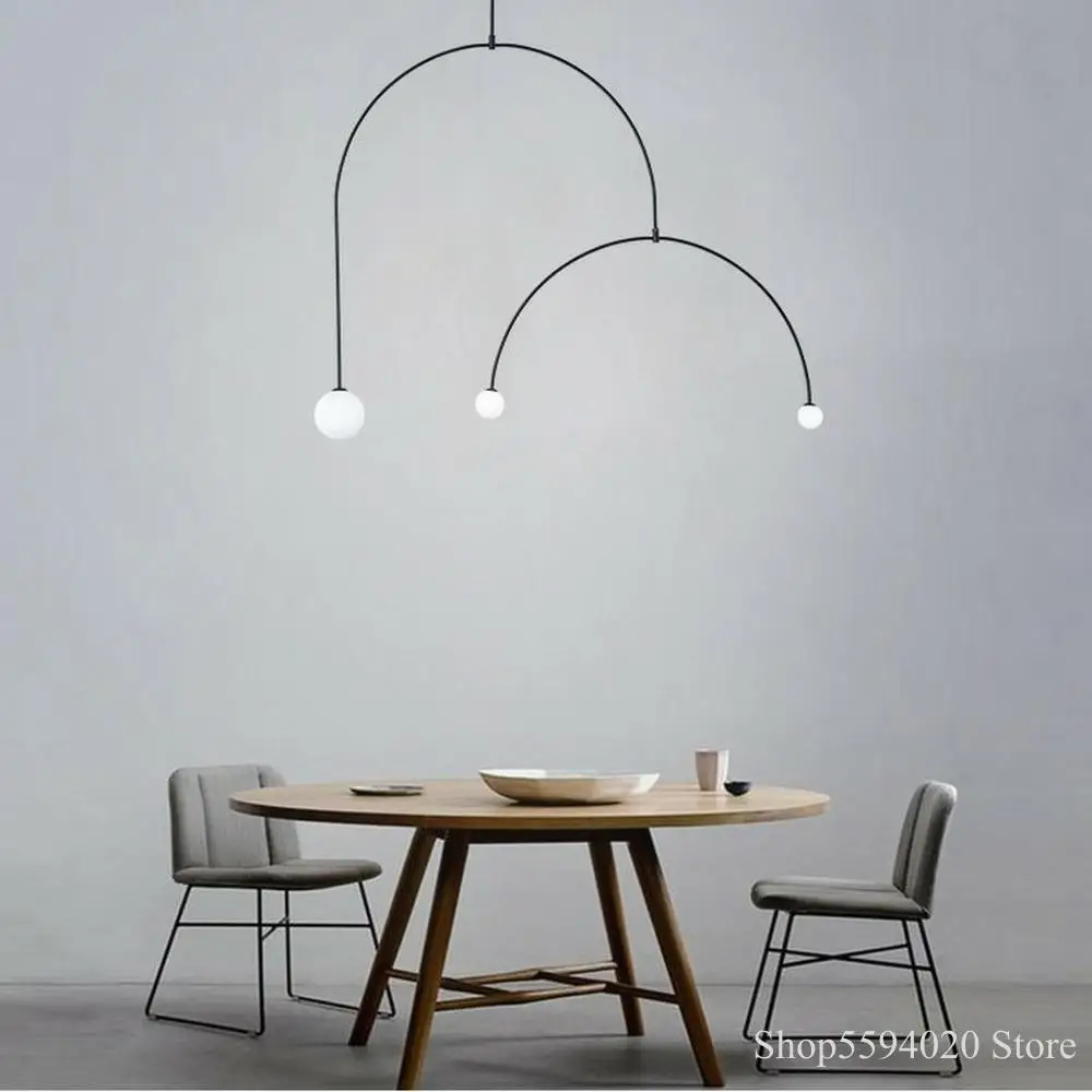 Люстра в скандинавском стиле дизайнерская Подвесная лампа с железной линией