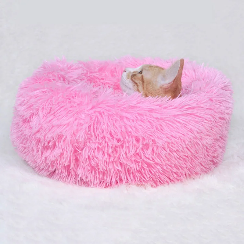 Глубокий сон питомник FluffyCat подстилки круглые длинные волосы кашемир осень зима гнездо Подушка Матрац для кошек Маленький Средний собаки