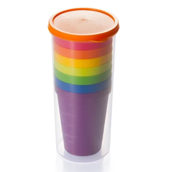 

7pcs Simple Milk Mug Small Portable Children Cup Drinkware Drinking Water Plastic Outdoor Picnic Seven Color Kitchen Accessories