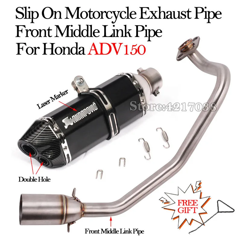 Полная система мотоциклетный глушитель Escape Moto 51mmDouble Hole Модифицированная с передним средним звеном труба для Honda ADV150 ADV-150 - Цвет: Laser Marker-A