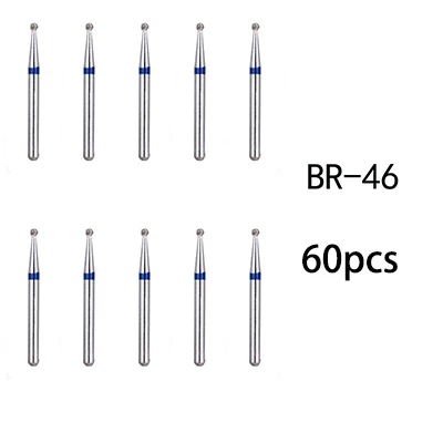 60 pcs BR-46 Стоматологические алмазные боры Стоматологическая лаборатория высокоскоростная ручка наконечника диаметр 1,6 мм стоматологические инструменты BR31 BR45 BR46 TR13 TR14 TF11 - Цвет: 60 pcs BR-46
