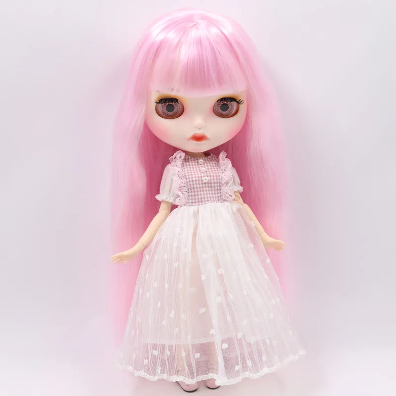 Ella – Premium Custom Neo Blythe Doll with Pink Hair, White Skin & Matte Pouty Face 1