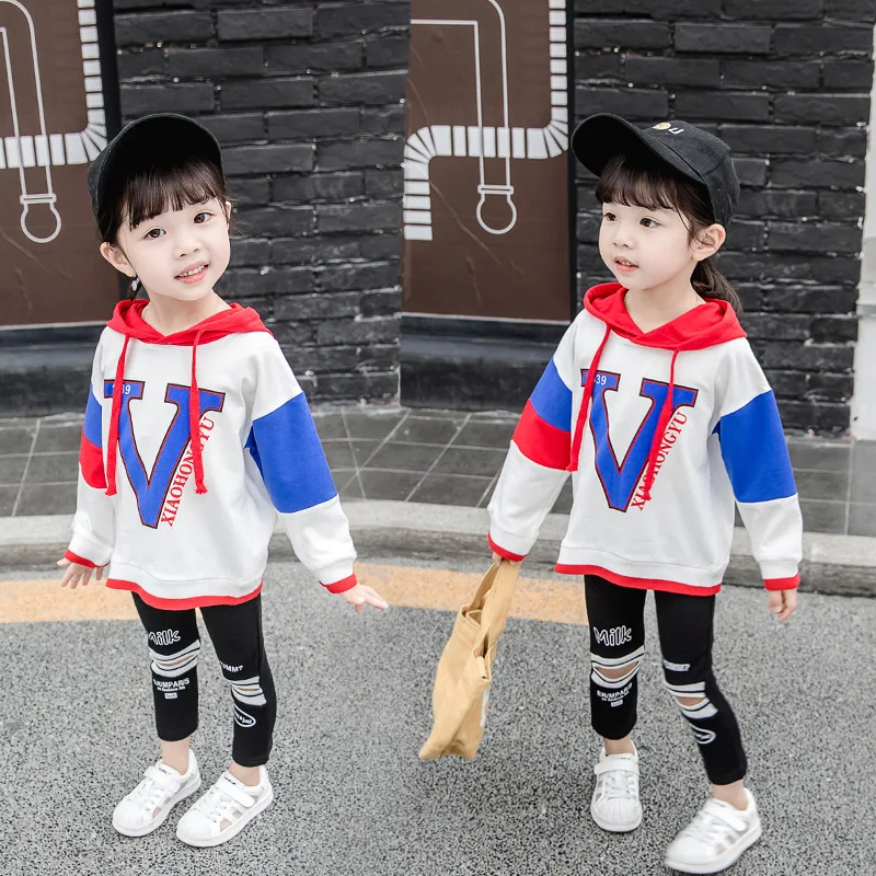 

Girls Autumn Clothing Set 2019 New Style Baby Girls Cool Clothes Spring And Autumn Two-Piece Set 0-5-Year-Old Fashion Hooded 4