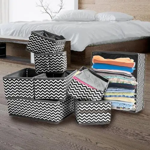 Online 6pcs set Foldable Storage Bag Clothes Storage Box Bra Underwear Organizer Non woven Fabric Wardrobe Organizer For Underwear Sock