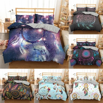

Homesky Dreamcatcher Bedding Set Bohemia Feather Duvet Cover Queen King Size Bed Linens 3D Print Tribal Bedspreads