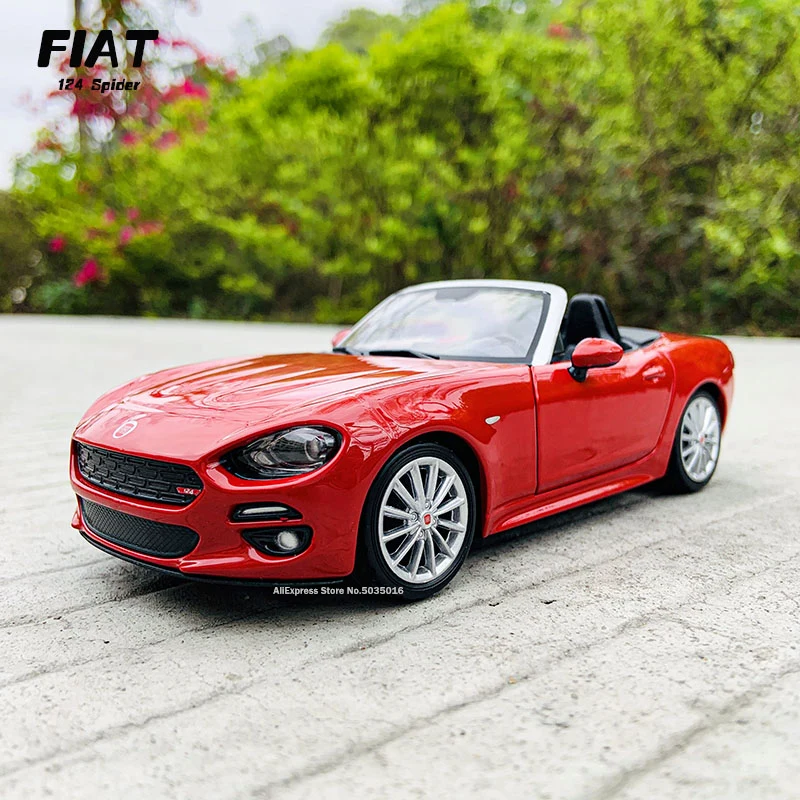 Новинка металлическая модель автомобиля FIAT 124 Bburago 1:24 паука из красного сплава