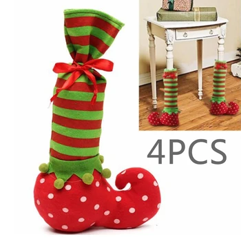 

4x Table Foot Cap Decorations Home Restaurant Chair Cover Striped Wine Socks Set