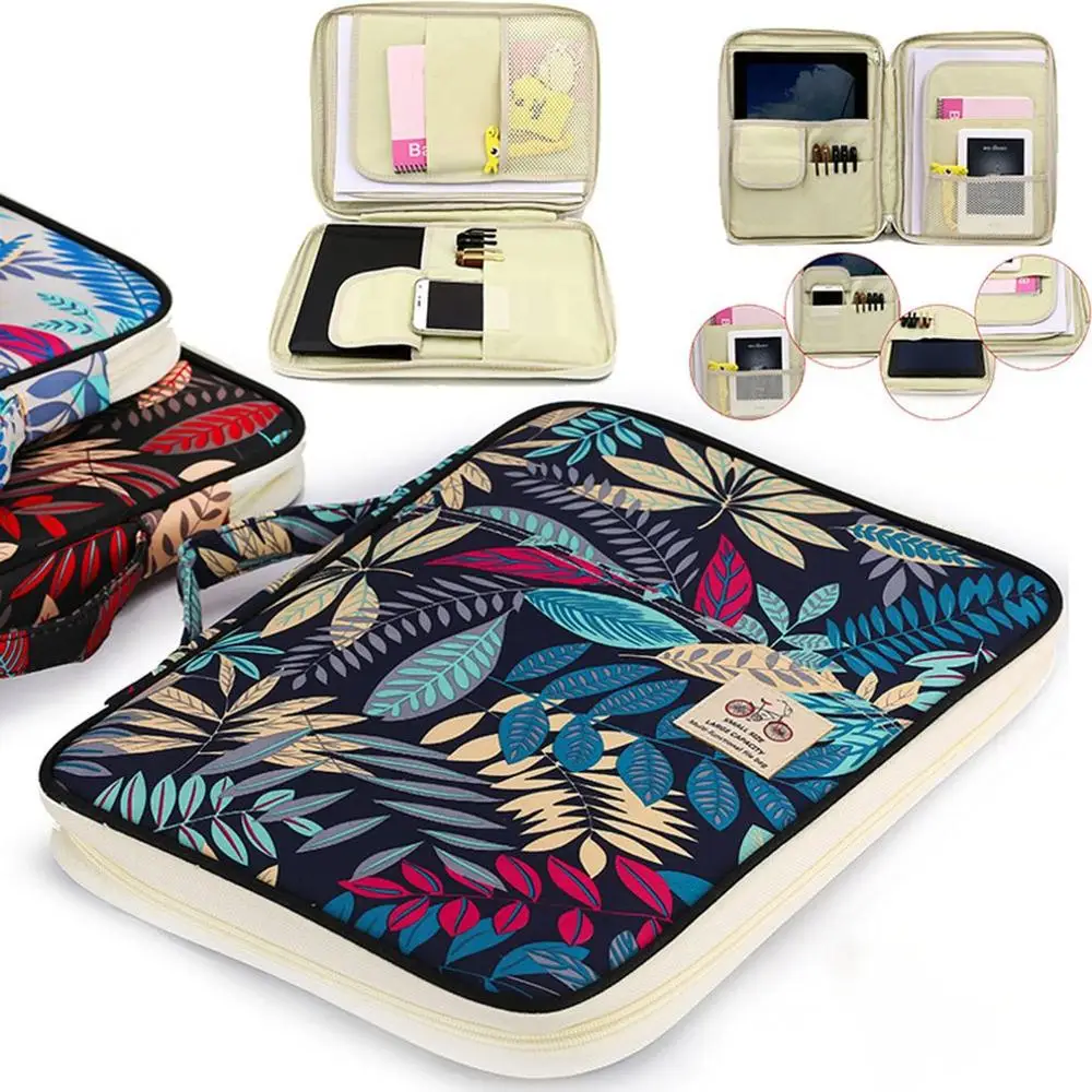 

Color Leaf Pattern Storage Bag Zipper File Bag Student Stationery Test Paper A4 Storage Bag Tote Bag