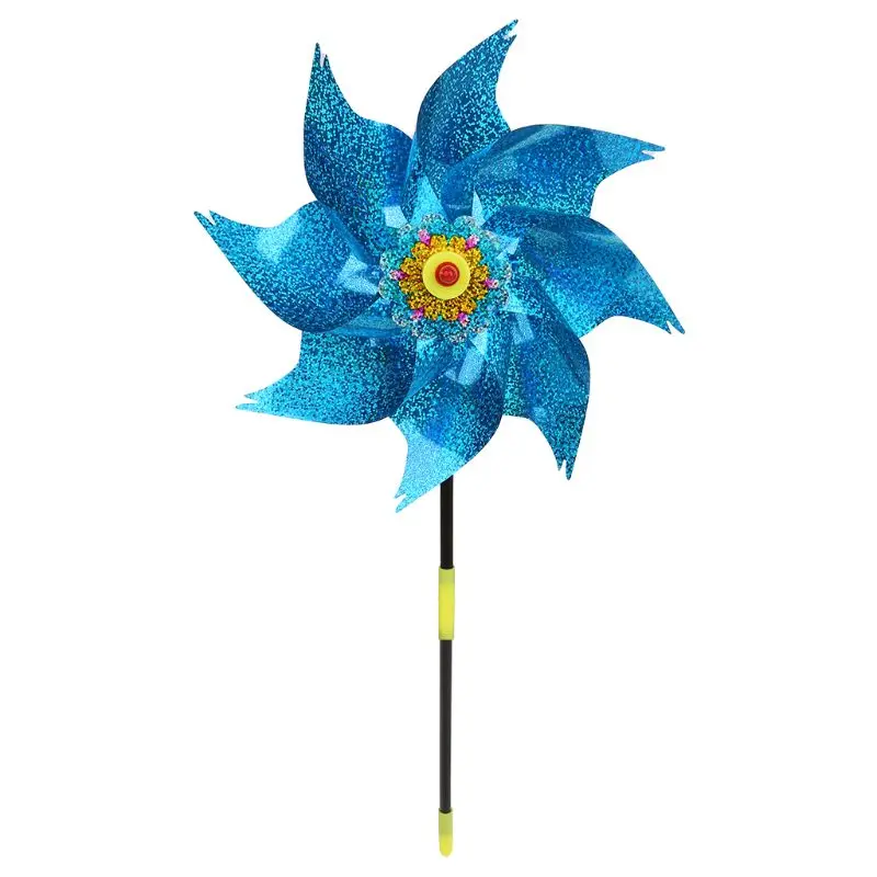 Wind Spinner Windmill Toys Kids Children Gifts Garden Decoration Rotation Glitter Sequin Windmills Glow Colorful Toy Outdoor