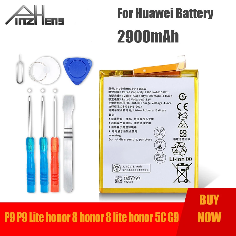 PINZHENG Оригинальный аккумулятор для телефона HB366481ECW Huawei Ascend P9 Lite honor 8 lite 5C G9 батарея
