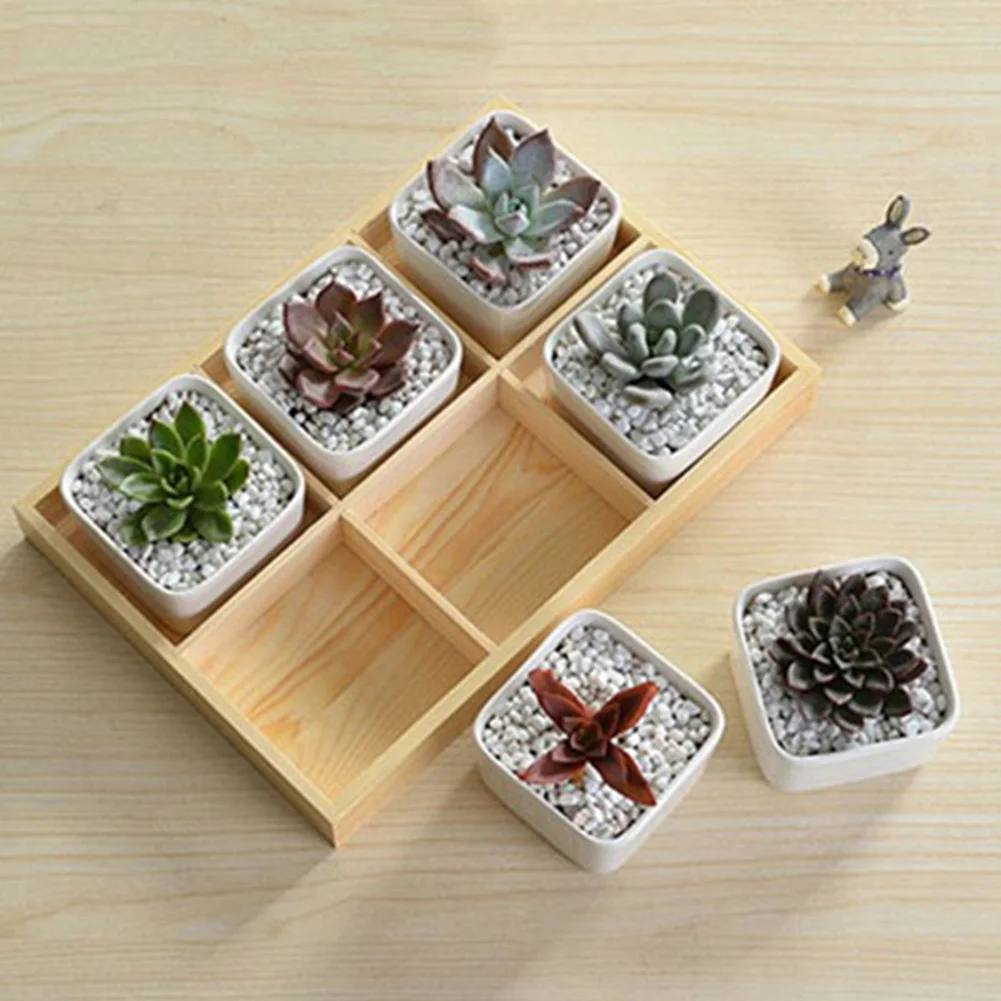 Flower Pot Wooden Tray Multi Grid Wooden Flower Pot Bonsai Planter Box Desktop Storage Holder Organizer flower pot,plant stand,plant pot