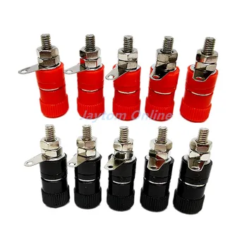 

5pcs JS-910B 4mm Banana Socket Nickel Plated Binding Post Nut Banana Plug Jack Connector JS919 Red Black