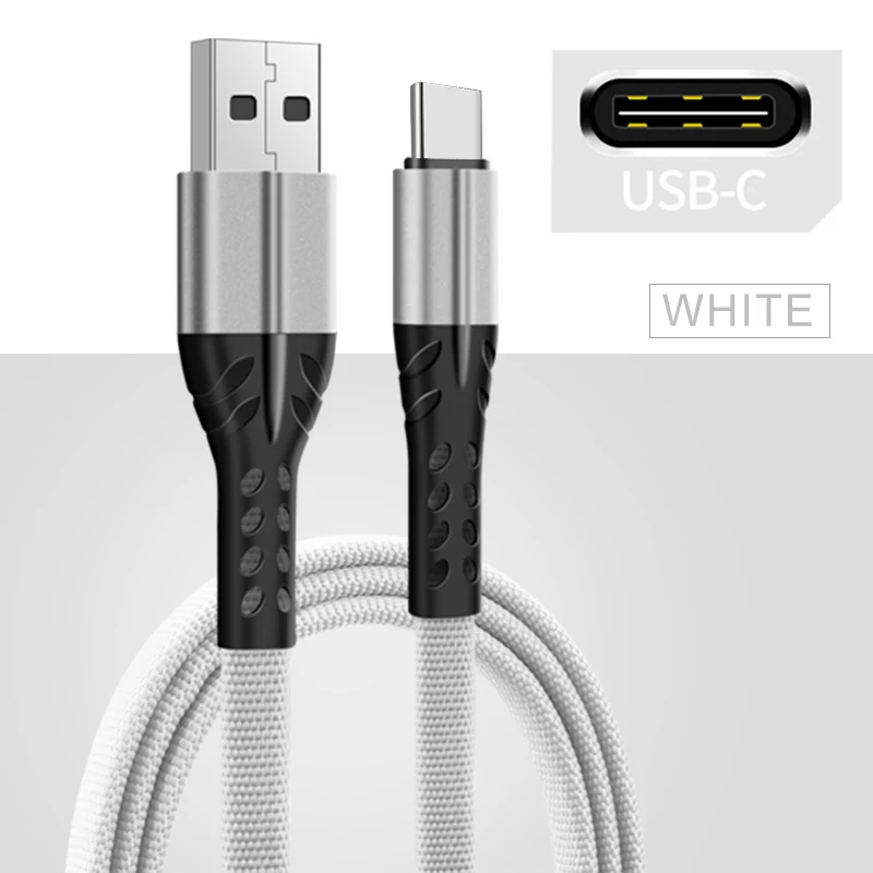 2M 1M 3.5A кабель для быстрой зарядки для IOS type C Micro USB Android кабели type-C линия передачи данных для iPhone провод шнур - Цвет: White For Type C