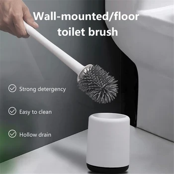 

Bathroom Toilet Brush No Dead Corner Wash Toilet Brush Long Handle To Dead Corner Soft Fur Wall-mounted Home Toilet Cleaning Set