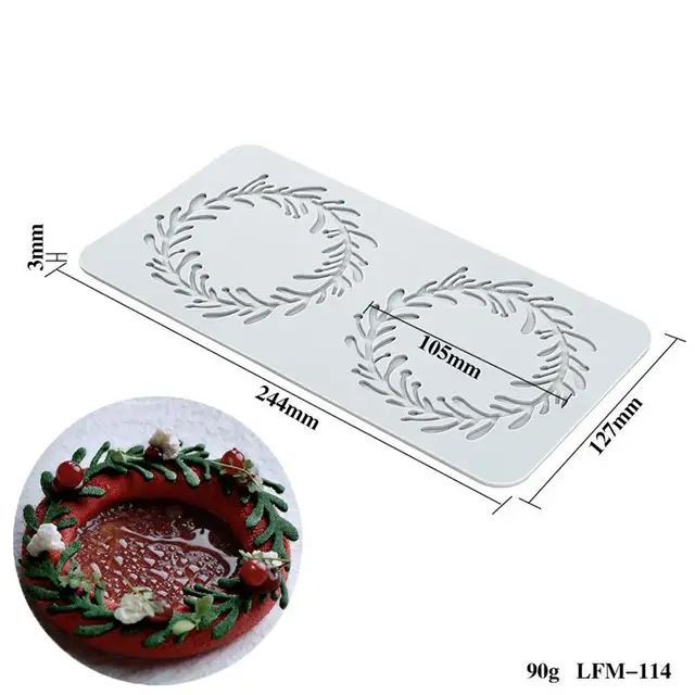 New Leaf Flower Ring Round Fondant Lace Mat Chocolate Mold DIY Baking Decoration Molecular Cuisine Printing Silicone Mold Style 14