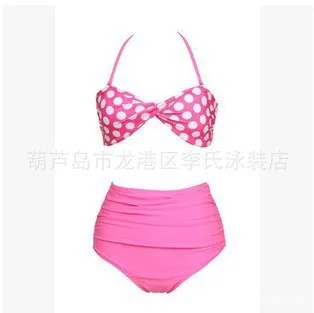 

High-waisted Retro Bikini Bathing Suit 2016 New Style Underwire Push up WOMEN'S Swimsuit Split Type Swimwear